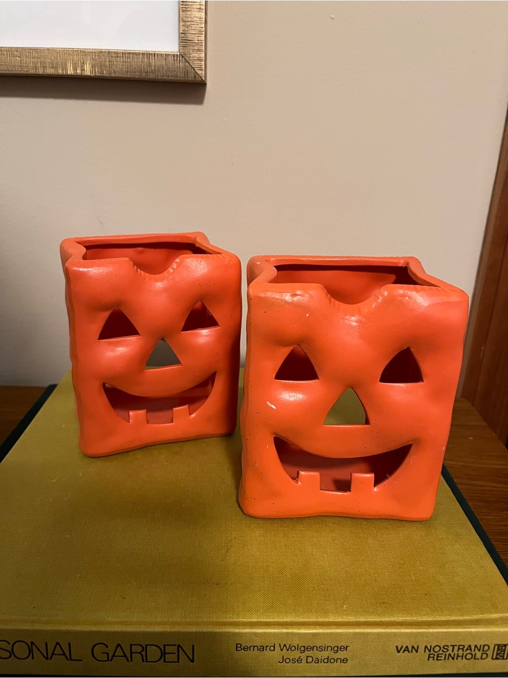 Orange Ceramic Jack-o'-Lantern Votive Holders - Home Accents